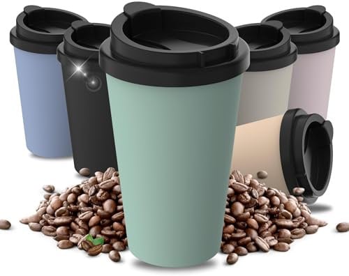 Thermobecher Kaffee to go aus Bio-Kunststoff - Kaffeebecher 350 ml BPA-frei & 100% recyclebar - Made in Germany Trinkbecher mit Deckel - Coffee Mug fürs Büro, Auto, Schule uvm. (Minze)