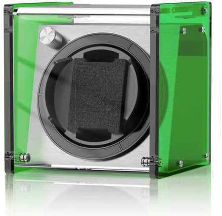 Watch Winder Smith Uhrenbeweger aus halbtransparentem PE Kunststoff für 1 Uhren (Grün)