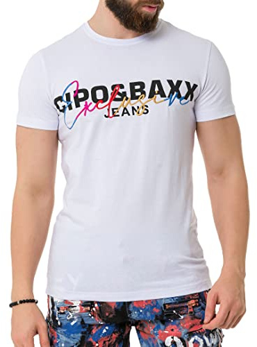 Cipo & Baxx Herren Prägedruck Print T-Shirt Kurzarm CT737
