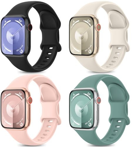 Higgs 4 Pack Sport Straps Compatible with Apple Watch Straps 10 46mm 42mm 44mm 45mm 46mm 49mm Women Men, Soft Silicone Strap Replacement Watchbands for iWatch Ultra 2,Series 9 8 7 6 5 4 3 2 1 SE