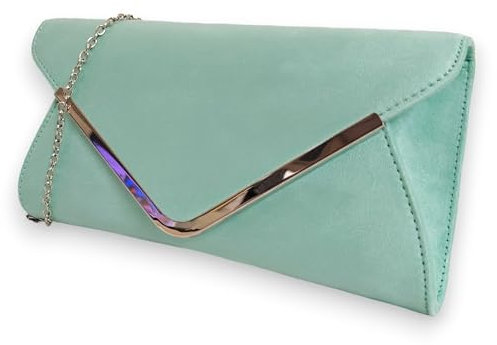 fi9® Clutch aus Wildleder, einfarbig, für Hochzeit, Abendveranstaltung, Party, Handtasche, mint, medium