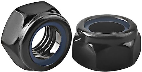 Drenky Sechskantmuttern Edelstahl M6,25 Stück Selbstsichernde Muttern Sechskant Schwarz DIN 985 Edelstahlmutter Standard A2 V2A Kontermuttern M6 Metrisch Gewinde