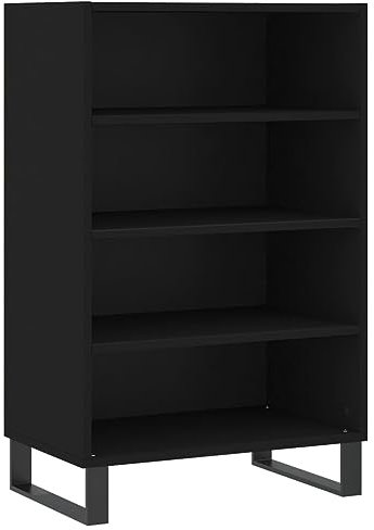 vidaXL Highboard, Sideboard mit viel Stauraum, Kommode Wohnzimmerschrank mit Metallfüßen, Schrank Anrichte Beistellschrank, Schwarz Holzwerkstoff