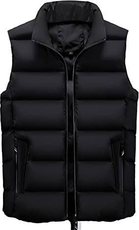 Blouson Moto Homme Longue sans Manche Chaude Matelassée Coupe Vent Vestes Costume Running avec Poche Manteaux Sweats Cadeau Homme Noir 6XL