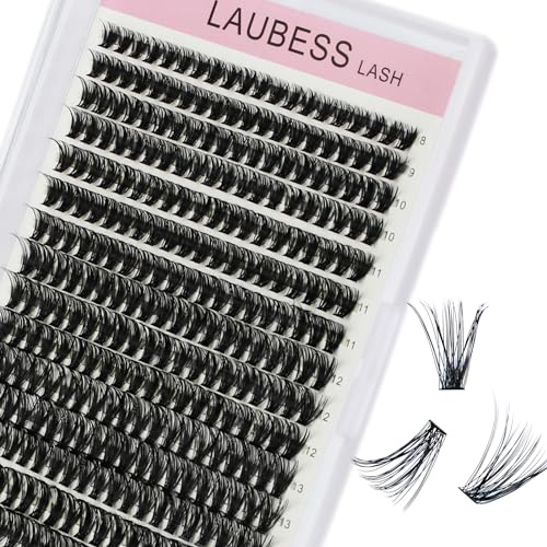 Cluster Lashes 300 Pcs Individual Lashes LAUBESS Lash Clusters False Eyelashes Individual Cluster Eyelash Extensions Eyelash Clusters DIY Lash Extension Kit (40D-0.07C-8-15mm)