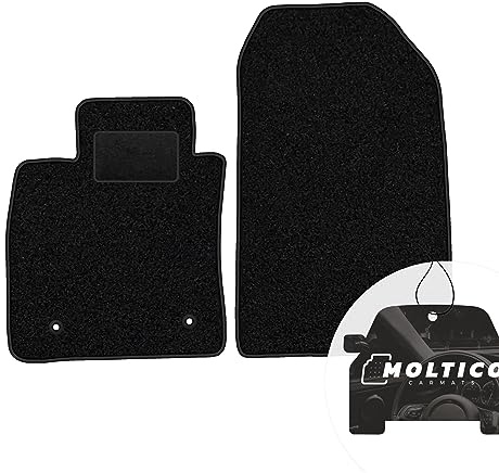 moto-MOLTICO Vorne Fußmatten Auto Velours Autoteppiche | Schwarz Automatten Set 2-teilig passend für Renault Clio IV 2012-2020