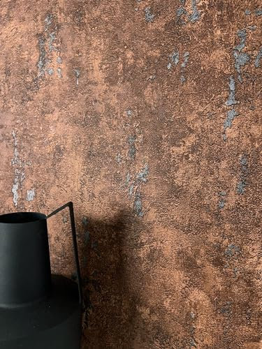 NEWROOM Tapete Braun Vliestapete Beton - Betontapete Modern Rost Grau Putz Lava Naturstein Industrial Glanz Metallic inkl. Tapezier-Ratgeber