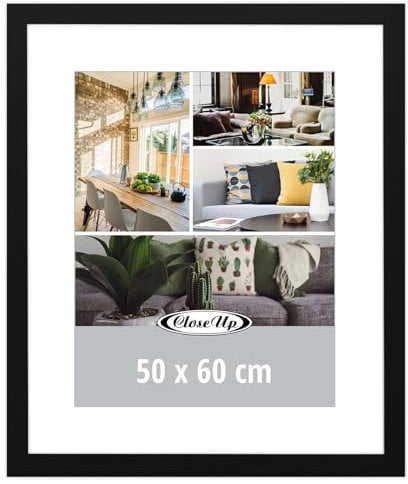 Close Up Posterrahmen 50 x 60 cm schwarz, Bilderrahmen aus MDF mit bruchsicherer PVC-Glasscheibe - Profilbreite 30 mm