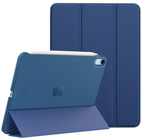MoKo Funda para iPad Air 11 Pulgadas (M3 2025/M2 2024), iPad Air 5/4 Generación 2022/2020 10,9, Funda Inteligente Ultrafina de PC Rígido Translúcido con Soporte Touch ID, Azul Marino