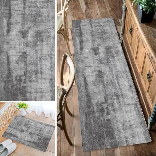 Bleockth Teppich Läufer Flur, Waschbar rutschfest 80x350cm Flurteppich Flurläufer Lange Küchenläufer für Korridor Schlafzimmer, Modern Küchen Teppich Polyester Anpassbar
