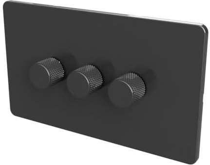 SAMOTECH WIFI Smart DIMMER UK No neutral wire required, compatible with Alexa, Google, Tuya, Smart Life - Grey/Grey 3-Gang