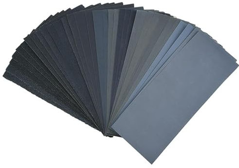 14 Feuilles Papier de Verre, Abrasif Humide Eau/Sec, 400 à 2000 Grains à Poncer, Fin de Verre pour Carrosserie Bois Travail Metal Automobile Meubles