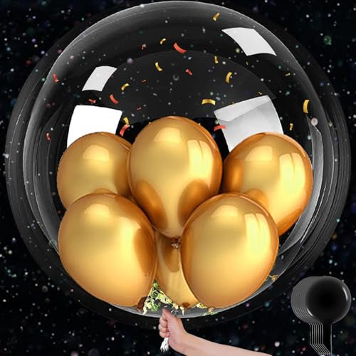 YOUYIKE 6 Pièces Ballons Bobo,50cm Géants Ballons Ronds Transparents a Remplir, Réutilisables Ballon d'hélium, pour Décoration de Fête d Anniversaire de Mariage Noël…