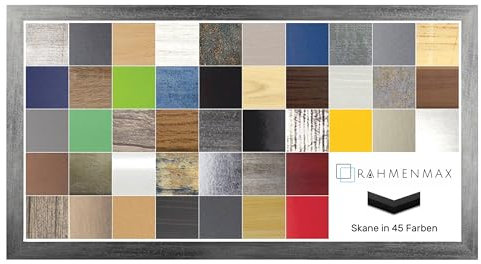 RahmenMax Skane Bilderrahmen Posterrahmen Puzzlerahmen 38x98 cm Grau Gewischt 98x38 cm mit weisser Rückwand und Antireflex Acrylglas
