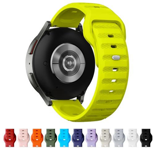 TStrap 12 Farben Uhrenarmband 20mm Silikon, Smartwatch Sport Ersatzarmband Neongrün für Herren Damen, mit Verstellbare Schließe