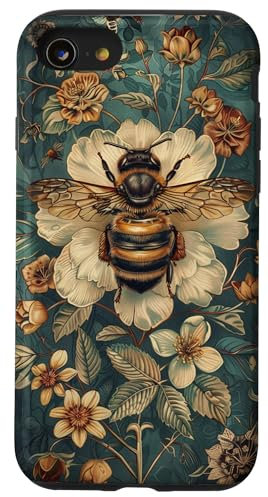 iPhone SE (2020) / 7 / 8 sage Green Bee with Wildflowers Cottagecore Case