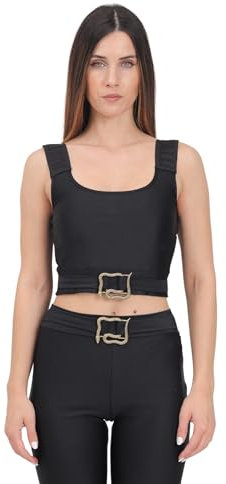 Just Cavalli Damen Casual Top Schwarz mit Trägern und Ring Logo, Schwarz , 40