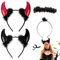 LGZIN 3 Pièces Oreilles Diable Bandeau avec Noire Bandeaux Ange Halo, Serre Tete Halloween Femme Diable, Demon Bandeaux, Bandeau de Corne Démon pour Halloween Carnaval Cosplay Costume Fête
