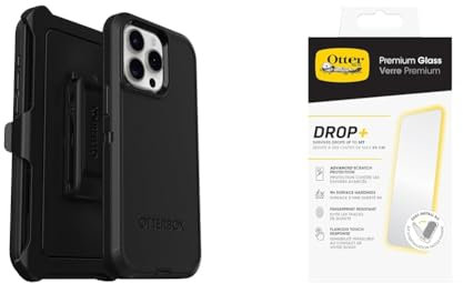 OtterBox Defender Apple iPhone 15 Pro Max - Black with Premium Tempered Glass Protector