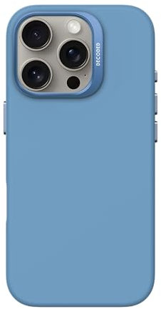 Decoded Silikon Hülle für iPhone 16 Pro, Antimikrobielles Material, Kompatibel mit MagSafe, Premium Soft-Touch Liquid Silicone, Metall Kameraschutz & Tasten, Handyhülle, Schützhulle, Air Blau
