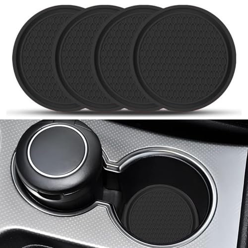 4 Stück Auto Getränkehalter Untersetzer, Universal Auto Getränkehalter Einsatz, Anti-Rutsch Auto Untersetzer, Car Cup Holder Auto Getränkehalter Einsatz, Cupholder Autozubehör Für Frauen (Schwarz)