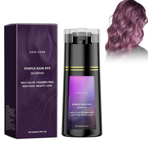 Haarfärbe-Shampoo Für Schnelle Und Natürliche Farbabdeckung – Graue Haare Färbeschampoo Für Frauen & Männer, Mit Natürlichen Inhaltsstoffen, Einfache Anwendung,(Lila, 200ml)