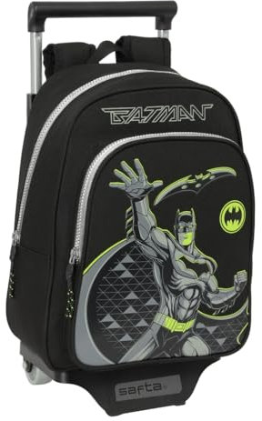 safta Batman Game Over Kinderrucksack mit Trolley 705, ideal für Kinder verschiedener Altersgruppen, bequem und vielseitig, Qualität und Widerstandsfähigkeit, 27 x 10 x 33 cm, Schwarz, M, Casual