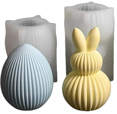 Silikonform Osternhase Eier, 2 Stück Silikonformen Gießformen Ostern Hase Gießformen Silikon 3D Ostereier Giessformen Silikon Gießform Frühling Kerzenformen Zum Gießen für DIY Ostergeschenke (B)