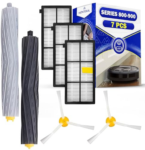 Kit di Manutenzione Robot Aspirapolvere per Roomba Serie 800 e 900 - Contiene 3 HEPA Filtri 2 Laterali e 2 Controrotanti Spazzole – MONTERAL