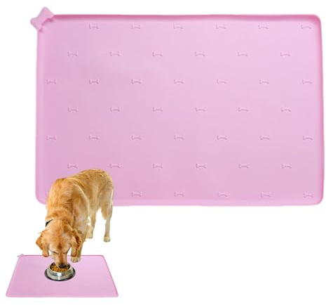 Fütterungsmatte, Hunde essen matte - Katzen -Placemat,23,6 x 15,7 Zoll Silikon Anti-Rutschmatte für Haustier Fütterung schnell trocknend Anti-Spill Faltbar Küche Innensäule Essblock für Hunde Katzen K