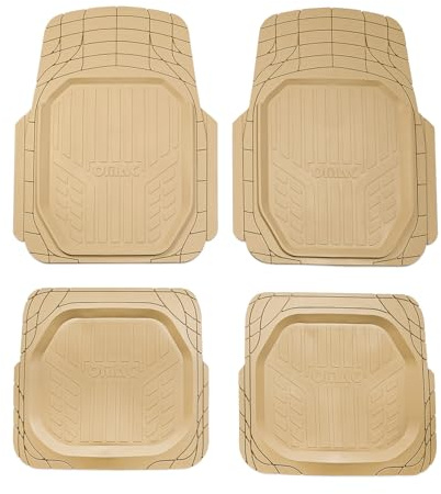 OMAC Fußmatten Automatten Universal kompatibel mit FIAT 600 / 600E 2023-2026 3D Passform Hoher Rand Gummimatten Beige 4tlg