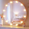 SONNI Hollywood Schminkspiegel Runder 80cm, LED Spiegel mit 12 Glühbirnen, 3 Farblicht dimmbar + Steckdose + Wandmontage/Standfuß (kippsicher) - Weißer Groß Kosmetikspiegel für Schlafzimmer