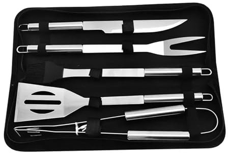 BBQ-Grillbesteck-Set aus Edelstahl, Grillbesteck, Outdoor-Camping-Kochzubehör-Set mit Tasche(5pcs Set)