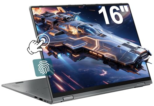 jumper Laptop 16 Zoll, Touchscreen Laptop 16GB DDR5 640GB Storage, 4-Core, Fingerabdruckleser, Tastatur mit Hintergrundbeleuchtung, BT5.2, WiFi 6, 53.2WH, für Studenten Business