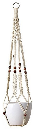 ZZM Baumwollpflanzen Aufhänger Blumenampel aus Makramee für den Innen und Außenbereich Decken und Balkone Lang 100cm