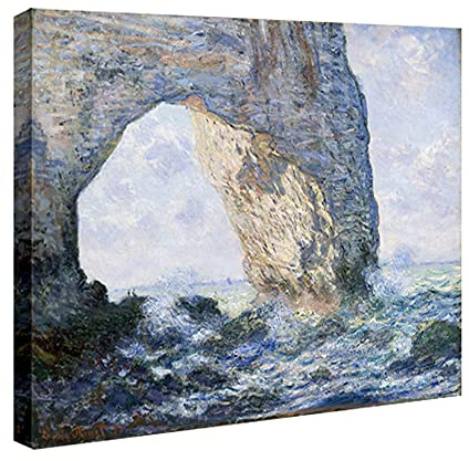 Wieco Art - The Manneporte Leinwanddrucke von Claude Monet, berühmte Ölgemälde, Reproduktion, Kunstwerk, klassische Meereslandschaft, Meer, Strand, Bilder auf Leinwand, Wandkunst für Zuhause, Büro