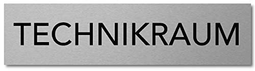 Interluxe Türschild Technikraum Schild aus Aluminium, 200x50x3mm, selbstklebend und wiederablösbar, für Serviceraum und Technikraum