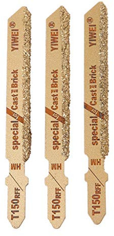 ZOOMY 3Pieces 3 T150 Carbide Grain 50 Grit T-Shank Jigsaw Blades Ceramic Tile Cutting Tool