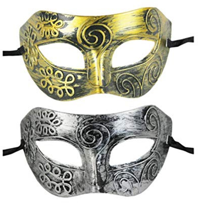 Amosfun 2pcs hommes romains rétro masques halloween demi masque mascarade ball masque