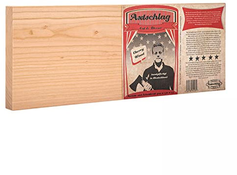 Axtschlag Schneidebrett, edles Kirschholz, 400x150x25 mm, hochwertiges massives Holz, rutschfest, pflegeleicht, Küchenbrett beidseitig verwendbar