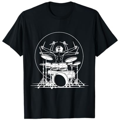 Batteria Uomo Vitruviano I Rock Music Drummer Maglietta
