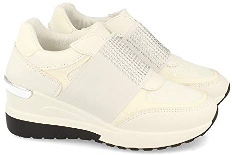 Zapatilla para Mujer, con Cuna, Tira Elastica con Strass en el Empeine, Otono Invierno 2020