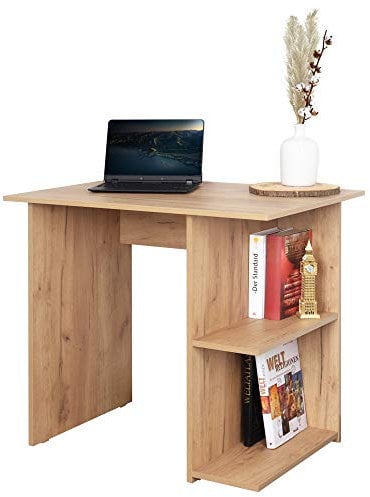 RICOO Schreibtisch klein 82 x 76 x 60 cm WM089-EG Eiche braun – Bürotisch Sekretär