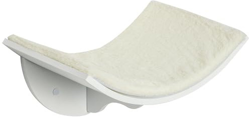 PawHut Wood Cat Shelves, Wall-Mounted Cat Shelter, Curved Kitten Bed Perch Climber Furniture 41 x 28 x 21cm White