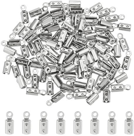 UNICRAFTALE 100pcs Folding Crimp Ends and Tips - 2.5mm Inner Dia Terminators - Jewellery Making Kit for Bracelets