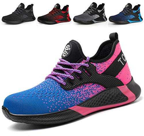 AONETIGER Sicherheitsschuhe Herren Damen Leicht Arbeitsschuhe Stahlkappe Sportlich Schutzschuhe Atmungsaktiv rutschfest Schuhe Sneaker(Größe 39,Rosa)