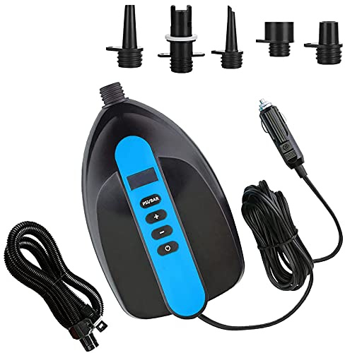 Elektrische SUP Pumpe,Ruitx 16PSI Hochdruck Paddle Board Pumpe,Elektrische Luftpumpe Sup mit DC 12V Autostecker für Paddleboard, Reifen, Boot, Zelt (Blau)
