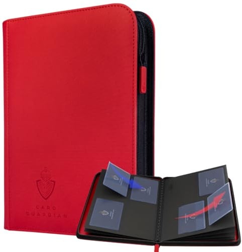 Card Guardian Sammelkarten Ordner 4 Pocket 160 Karten, Rot | Reißverschluss, Platz für 160 Karten, Kompatibel mit Magic, Yugioh, Sportkarten
