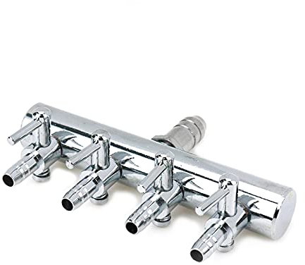 Dahszhi 4-Wege-Aquarium-Luftstromregelung Hebelventil Chrom Kupfer Verteiler Fischtank Verteiler Pumpe Zubehör