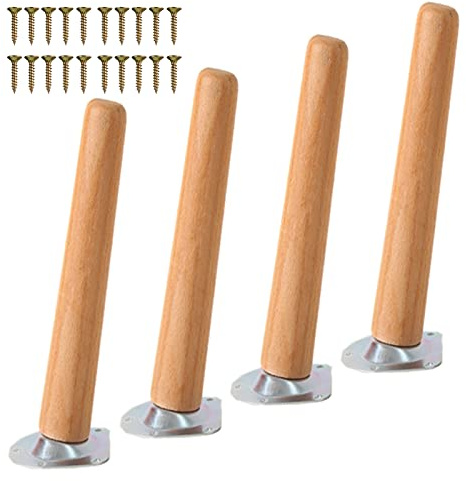 Jolan Möbelbeine Holz, Sofabeine, Tischbeine, Schrankbeine, Schräge Möbelersatzfüße Mit Montageplatten, Schrauben Und Anti-rutsch-Pads, Tischfüße, Möbelfüsse 4 Stück,Wooden-50cm/19.69in